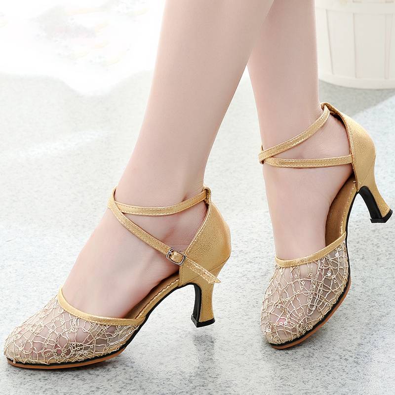 2023 new Latin dance shoes summer sandals soft soles dance shoes mid high heel dance dance dance women's shoes friendship