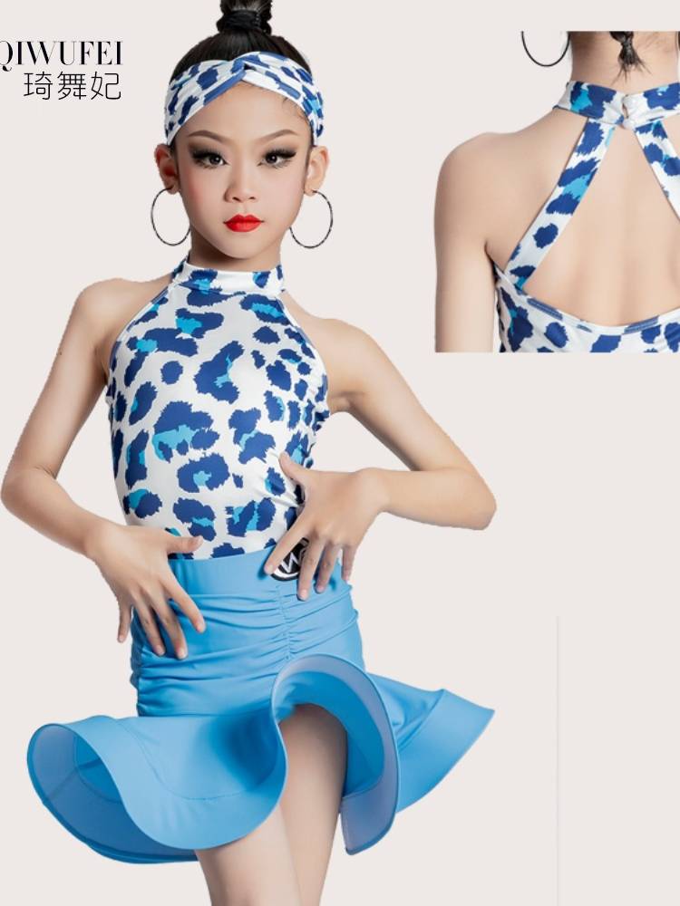 Children's Latin Dance Clothing New Girls Children's Children's Dance Practice Series Examination Competition Performance Professional Latin Dance Skirt