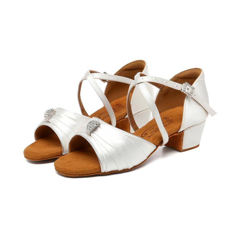 Children's new autumn white professional Latin dance shoes test dance practice shoes high -heeled dance shoes girls and children