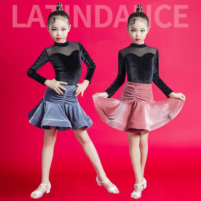 Latin dance service autumn and winter children's Latin dance exercise girl professional test competition uniform 2024 new high -level sense