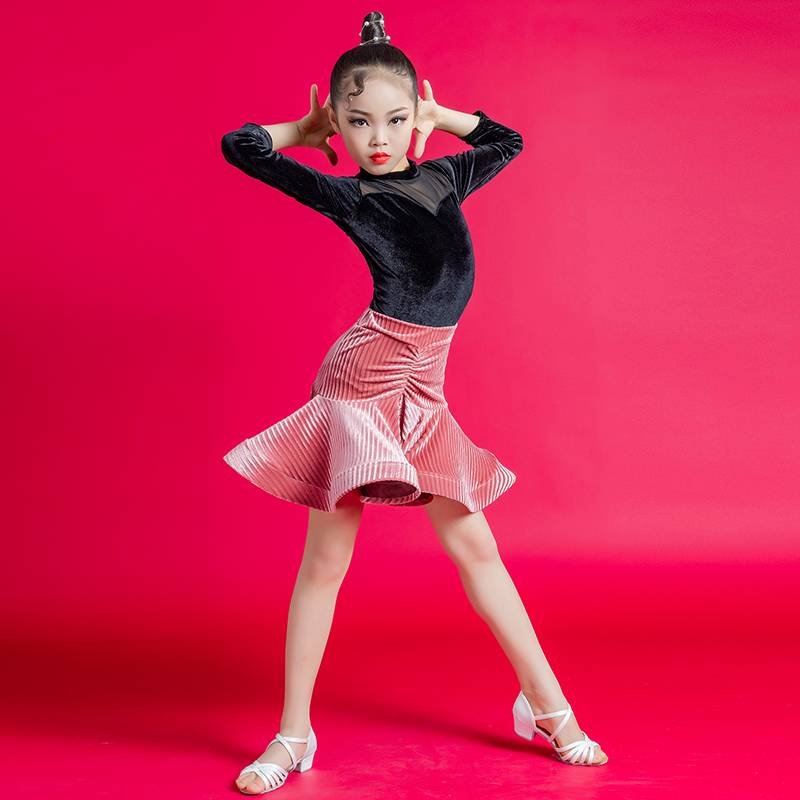 Latin dance service autumn and winter children's Latin dance exercise girl professional test competition uniform 2024 new high -level sense
