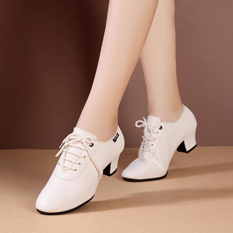 Latin dance shoes adult ladies soft bottom mid -high heel teacher shoes friendship dance shoes