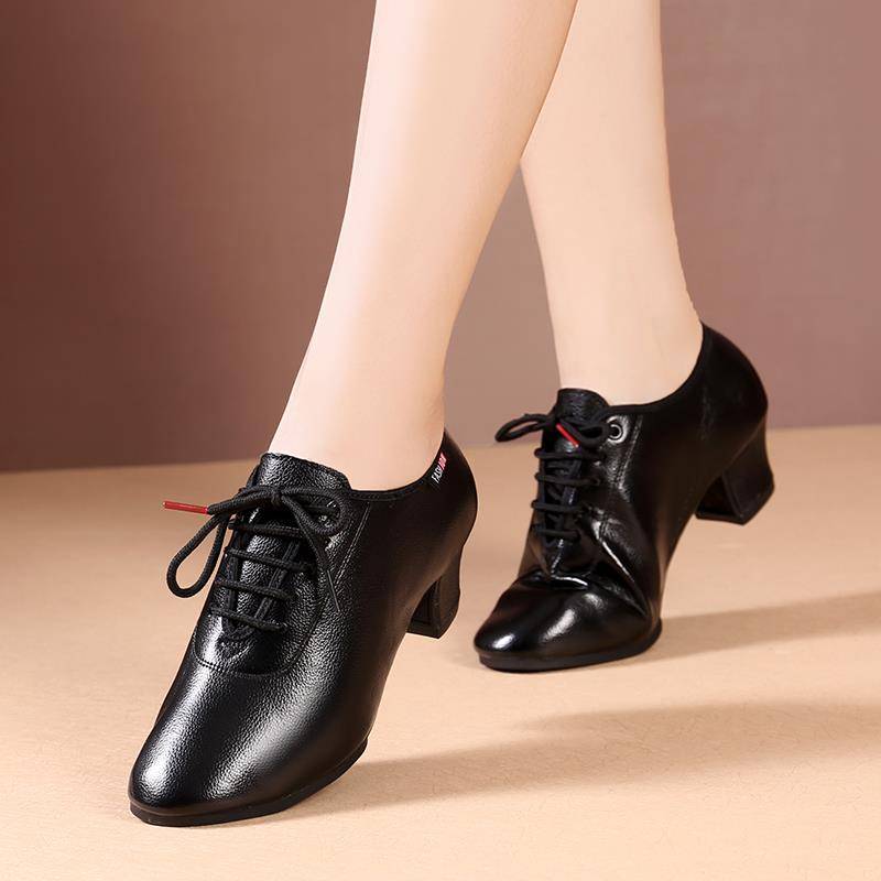 Latin dance shoes adult ladies soft bottom mid -high heel teacher shoes friendship dance shoes