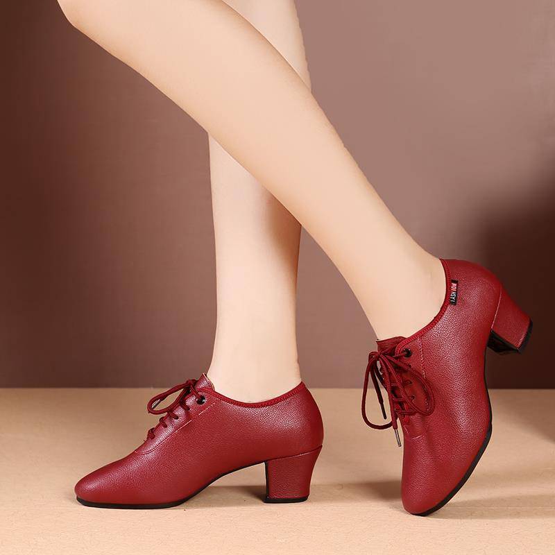 Latin dance shoes adult ladies soft bottom mid -high heel teacher shoes friendship dance shoes