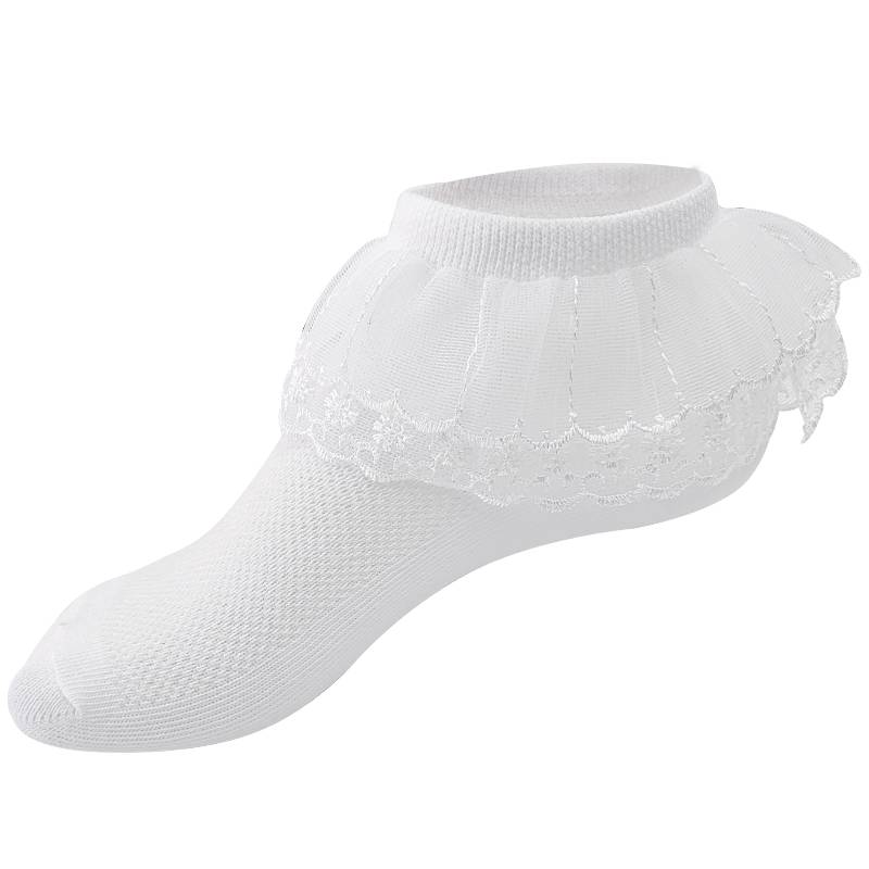 Slemon children's Latin dance socks girl dedicated white practice professional competition training lace dance socks female