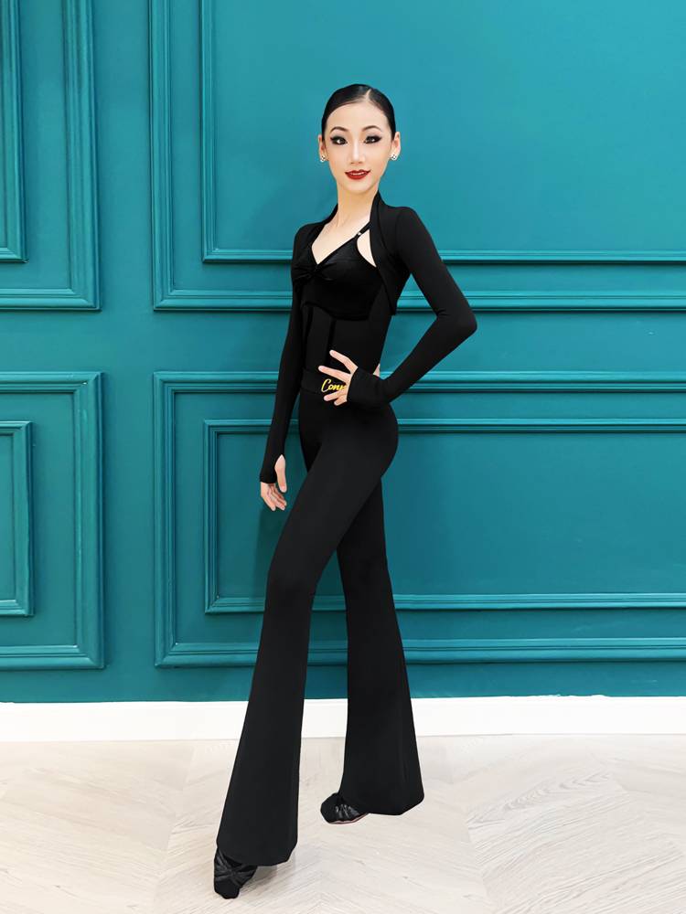 Conny dance practice pants children new mid -high waist children Latin dance country standard Modern slim trousers