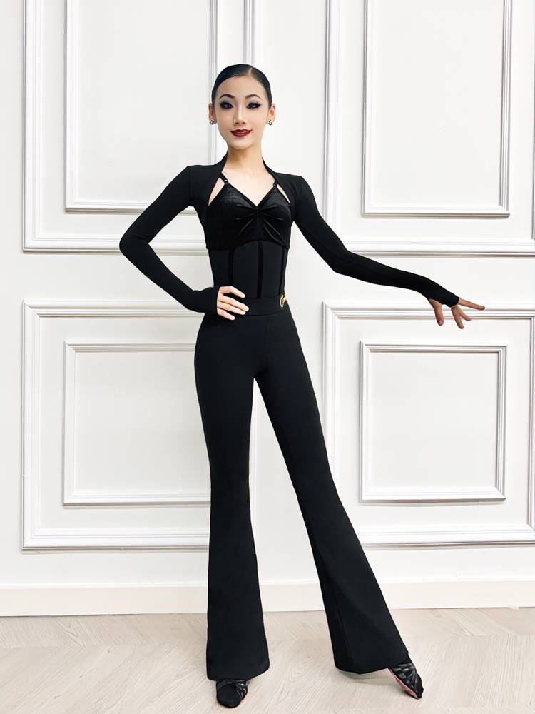 Conny dance practice pants children new mid -high waist children Latin dance country standard Modern slim trousers