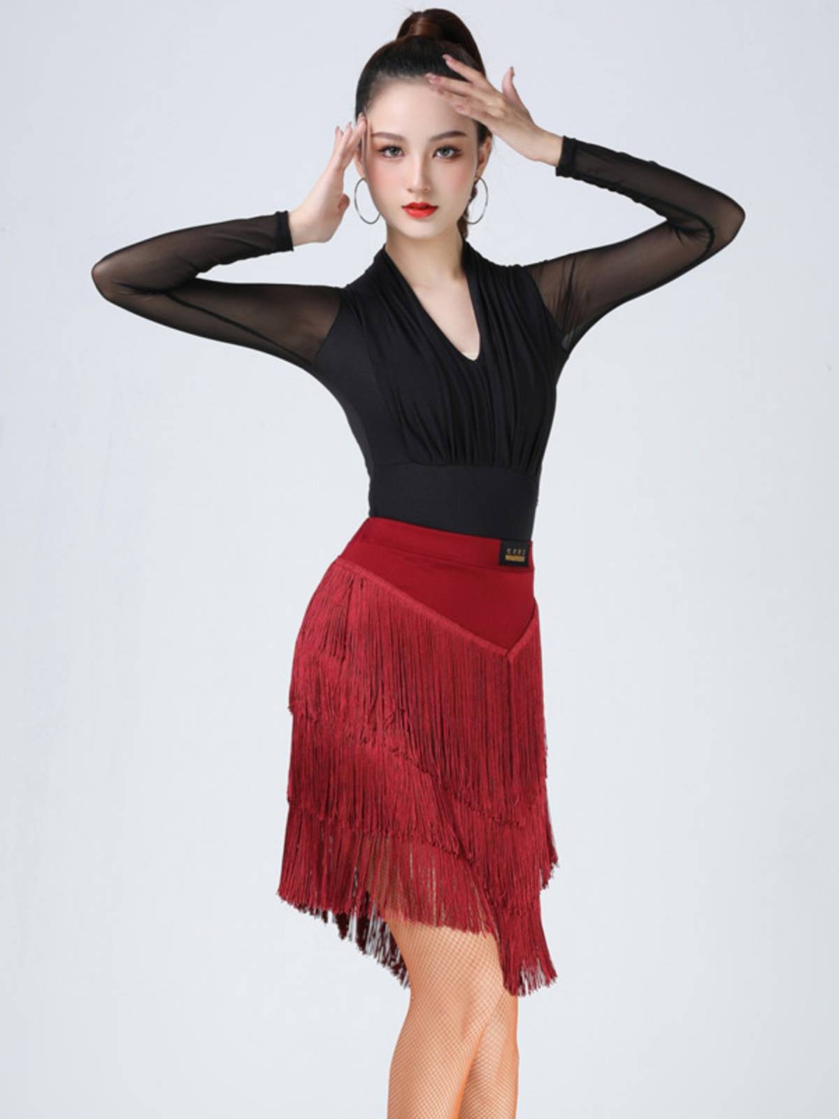 New Latin Dance Dance Gongcong Female adult mid -length half -bodies skirt skirt under the dance competition performance service