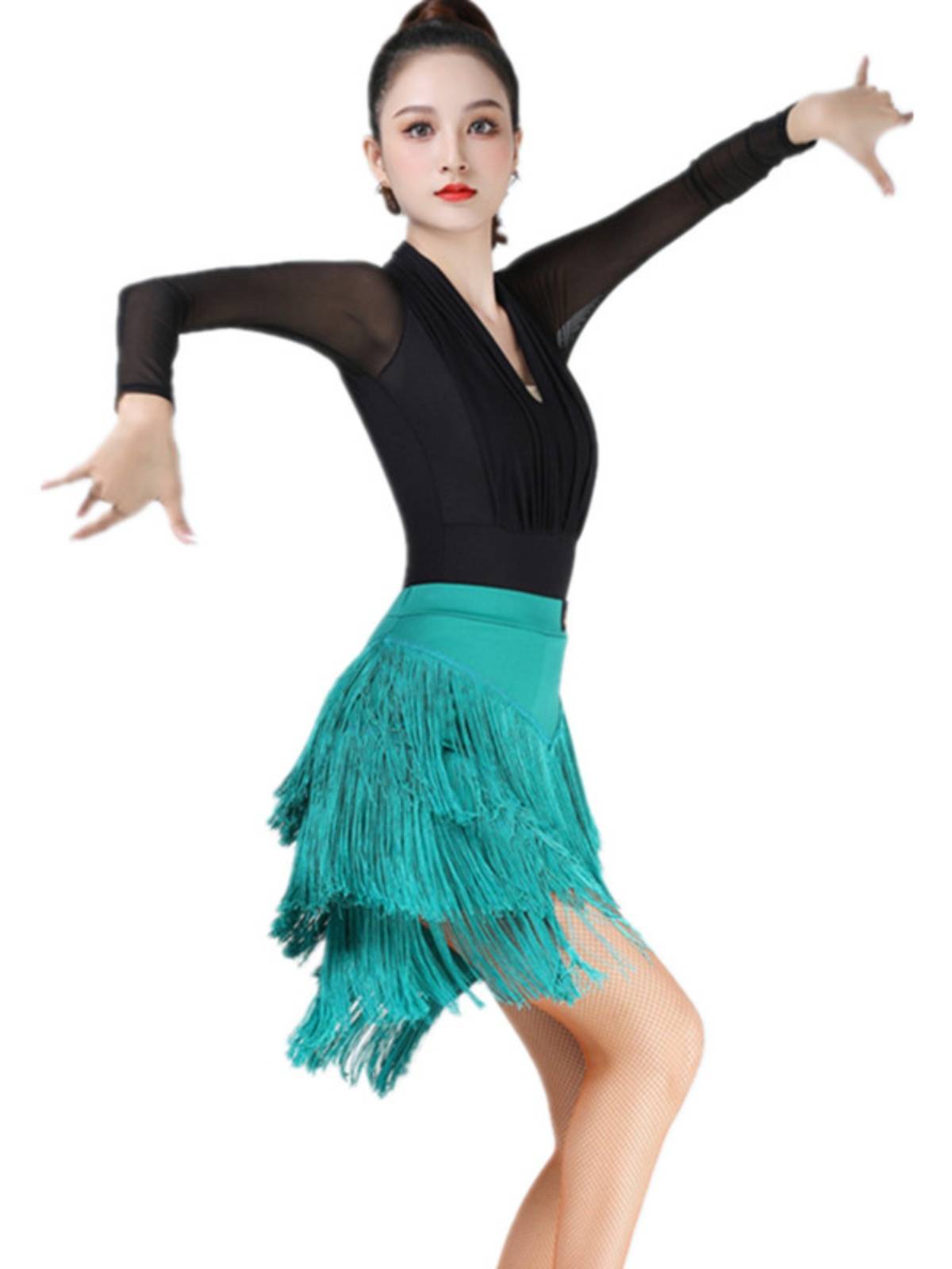 New Latin Dance Dance Gongcong Female adult mid -length half -bodies skirt skirt under the dance competition performance service