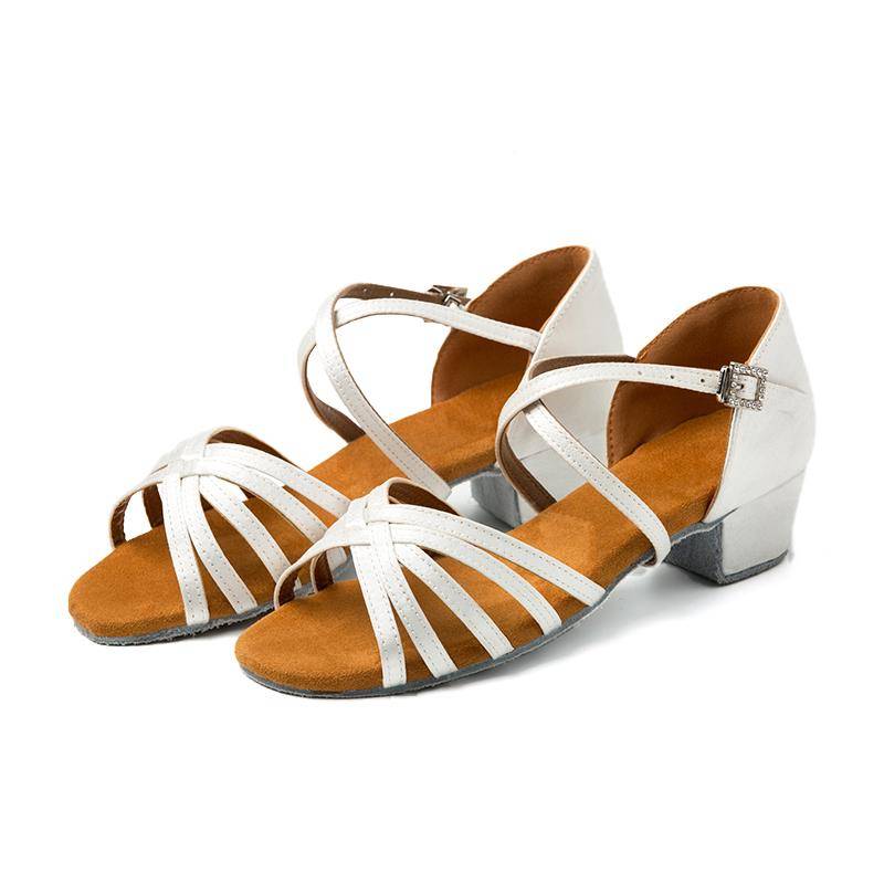 Professional children Latin summer dance girls Soft -seasons new competition beginner white shoes Latin 001 shoes girl