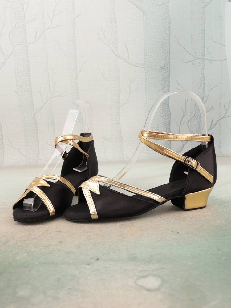 PD cowhide leather soft bottom parent -child shoes cross buckle female shoes indoor practice dance shoes