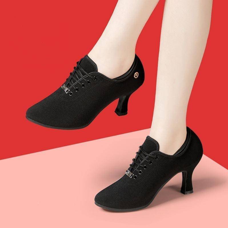 Latin 48768 Dance Shoes Cheng Girls Middle High Heel Teacher Shoes Soft Waves New Year Shoes Dance Dance Dance Shoes Plaza
