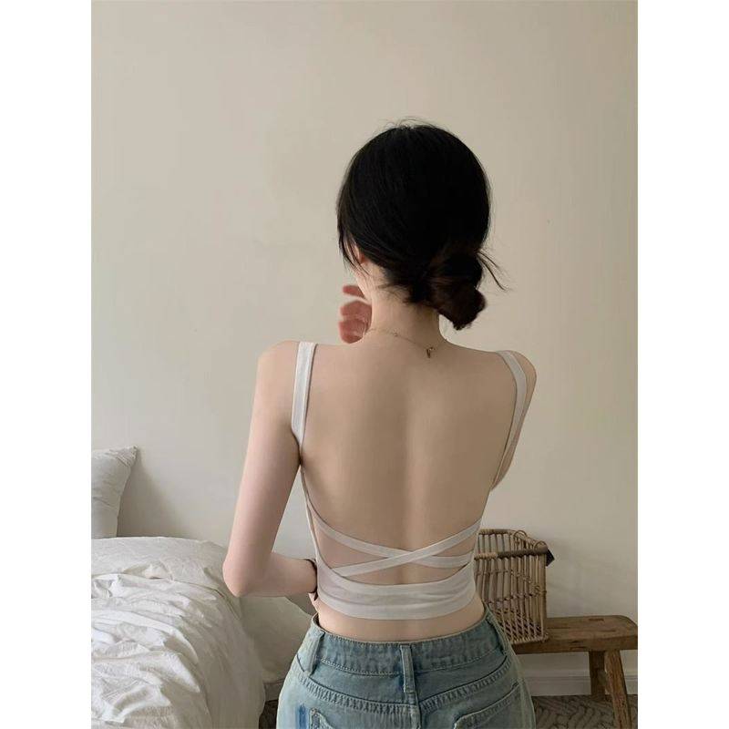 Women's sexy back camisole Better Beta chest pad shirt Black Latin dance exercise service training class fitness class fitness
