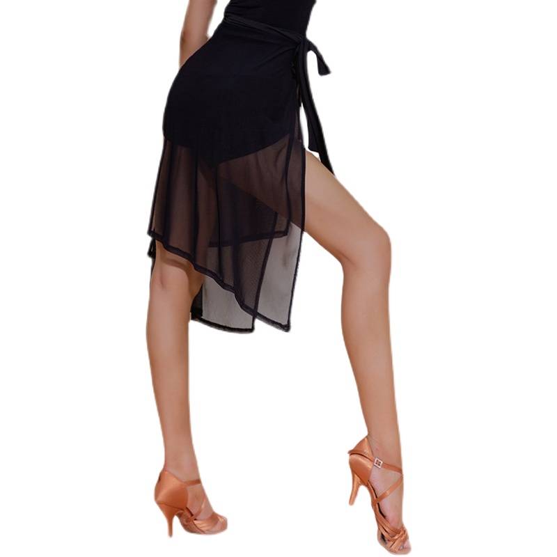 The new Latin dance adult women's irregular apron is exactly the Samba Dorang split mesh