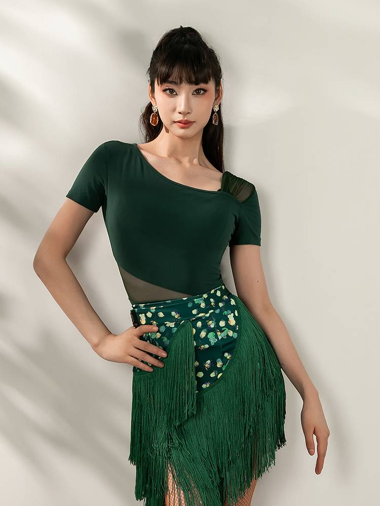 dancebaby Latin dance service top spring and summer practice service training service women's new dancing dancing dance dance short sleeve ys337