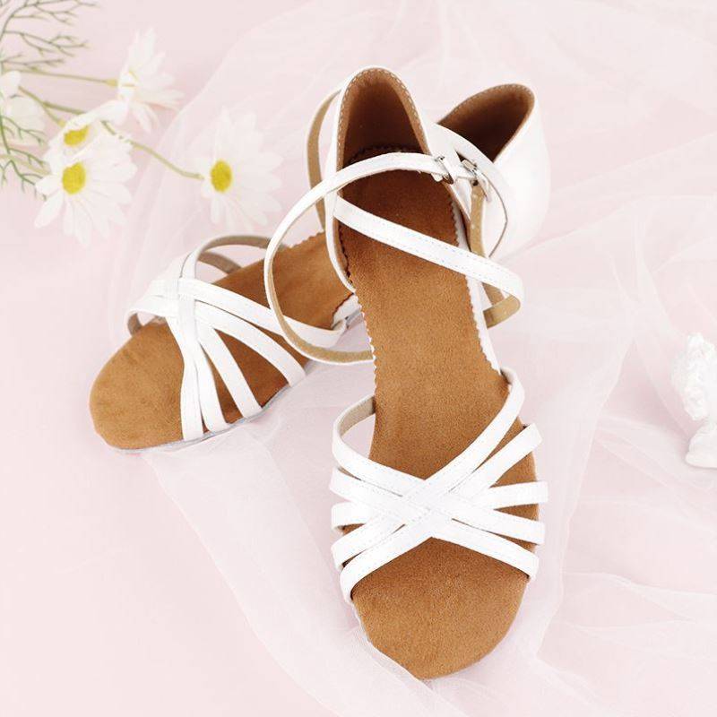 Women's middle heel teacher shoes mid -high heels Latin dance shoes female soft bottom practice dance shoes girl adult love dance high -level