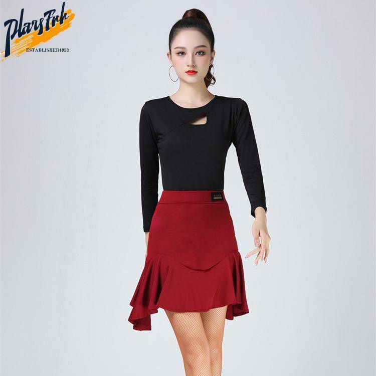 2023 Latin dance skirt Female adult skirt new dancing performance of ruffled skirt professional dance exercises