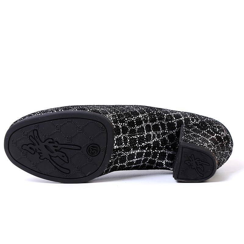 New checkered leather Latin dance shoes adult professional teacher shoes medium heel soft bottom outdoor square fashion dance shoes