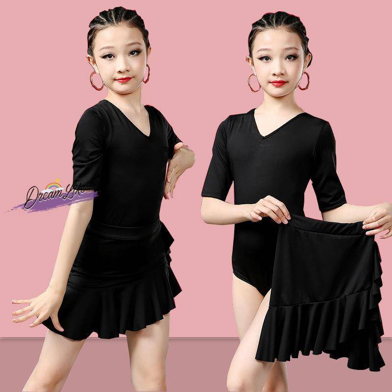 2024 new professional Latin dance service girl summer short -sleeved exercise contest art test set stipulated dance skirt