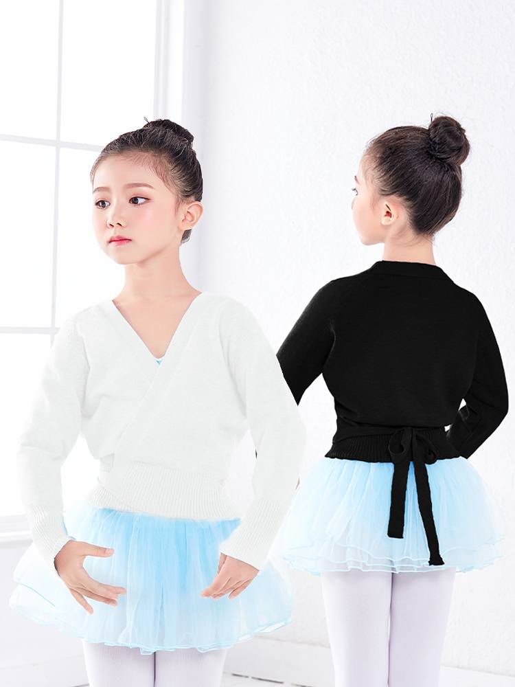 Latin dance jacket jacket Children's dance clothing black sweater in autumn and winter warm wetting shawl girl practice uniform