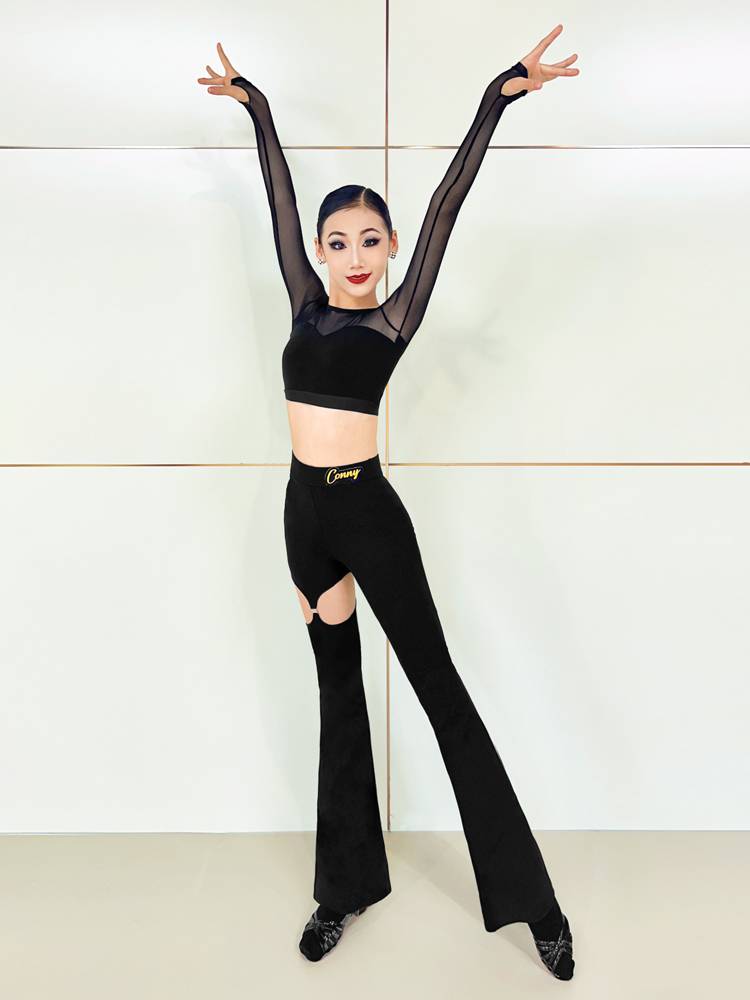 Connilin dance pants daughter dance dance training exercises long waist micro -flared Modern Lunba pants