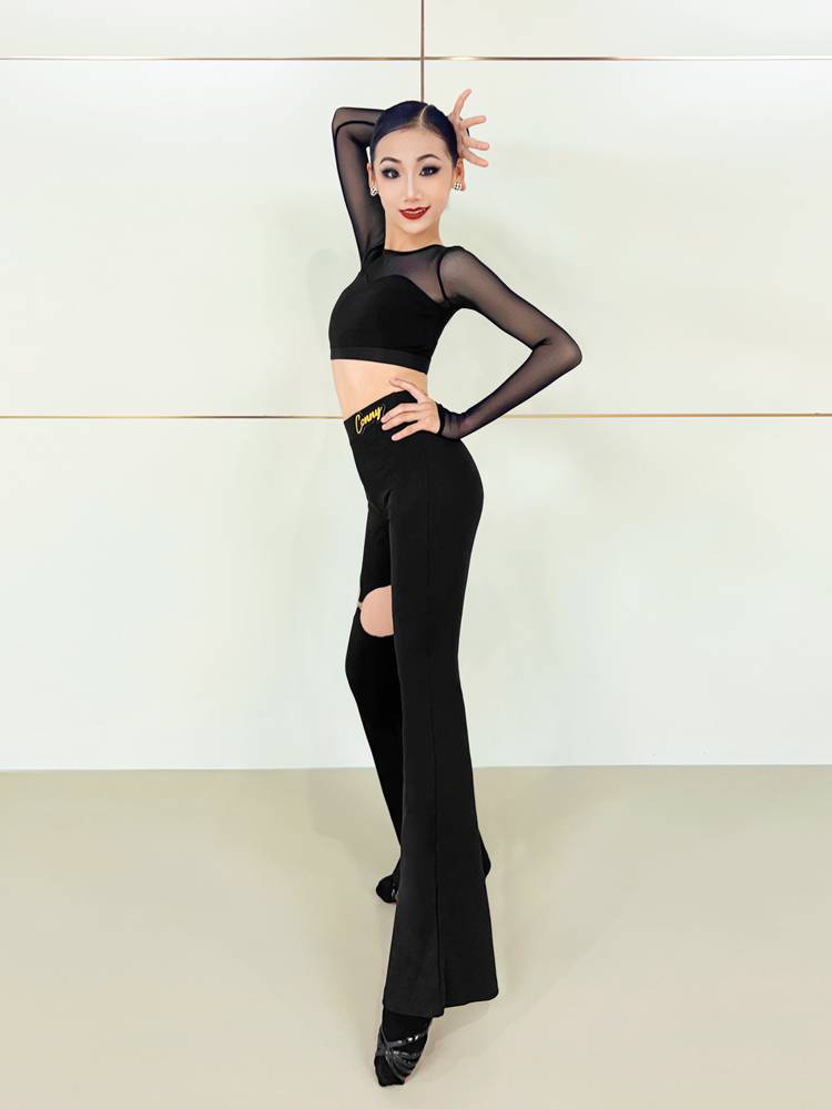 Connilin dance pants daughter dance dance training exercises long waist micro -flared Modern Lunba pants