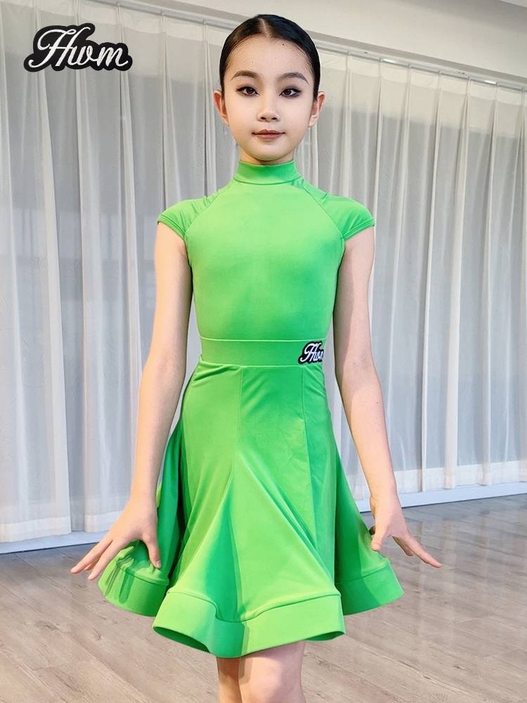 Red Dance Charm Summer Latin Dance Server Girls Standard for Children's Professional 2024 New Vented Short Sleeve Set