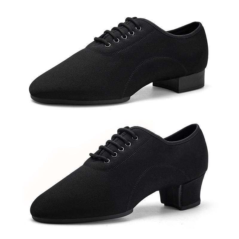 Waltz Dance Shoes Stand -friendly Modern Adult Men's two -point Latin dance shoes Oxford cloth professional black