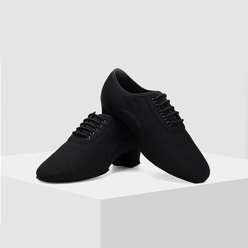 Waltz Dance Shoes Stand -friendly Modern Adult Men's two -point Latin dance shoes Oxford cloth professional black