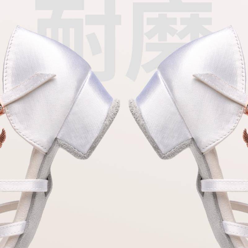 Dance Shiba professional children Latin dance shoes girl soft bottom test shoes white girl beginner dance shoes