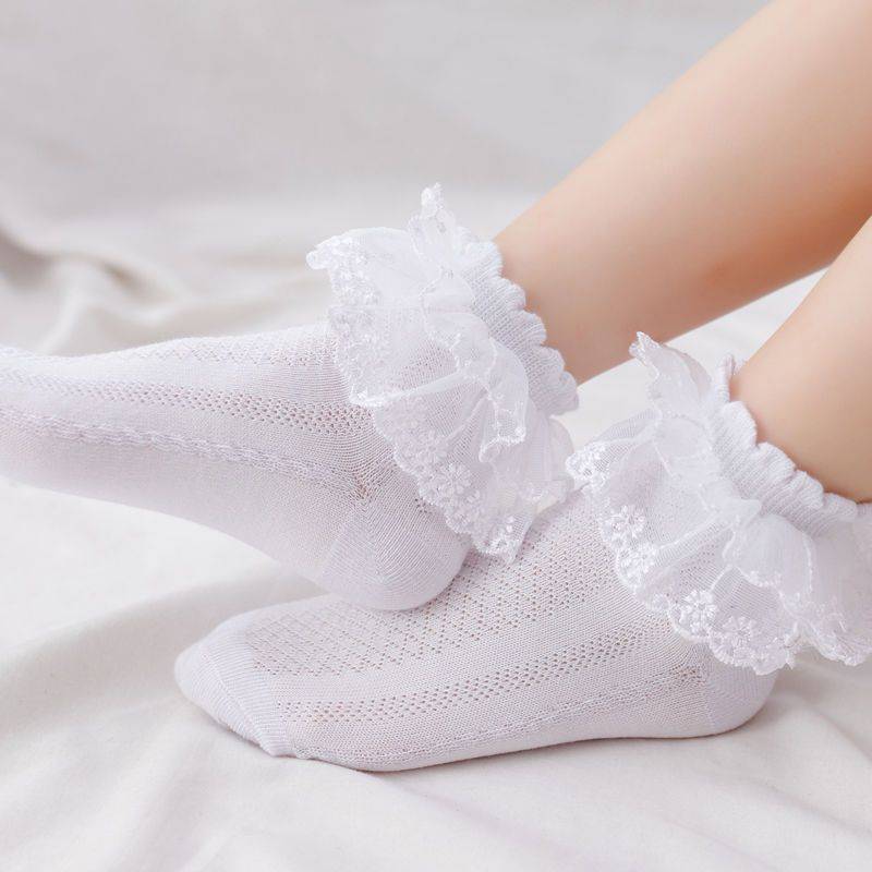 Latin dance white lace socks Children dedicated lace mesh -eyed contest professional dance socks girl princess socks