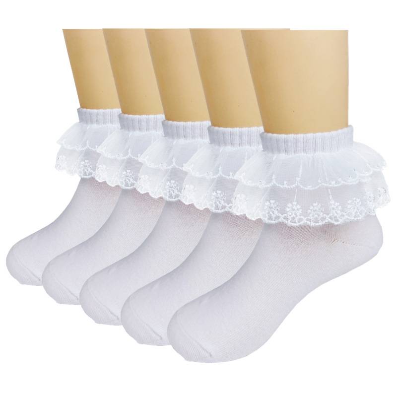 Latin dance white lace socks Children dedicated lace mesh -eyed contest professional dance socks girl princess socks