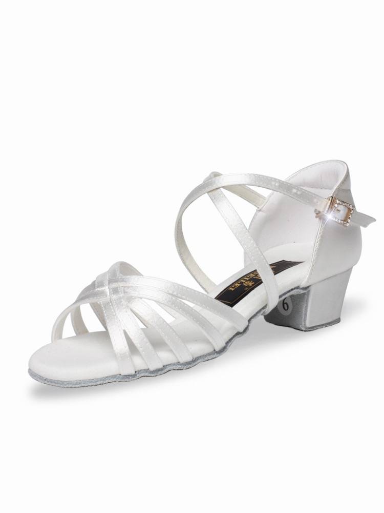 Dance Bile white Latin dance shoes children and girls dance shoes new professional competition soft bottom small white shoes dance shoes
