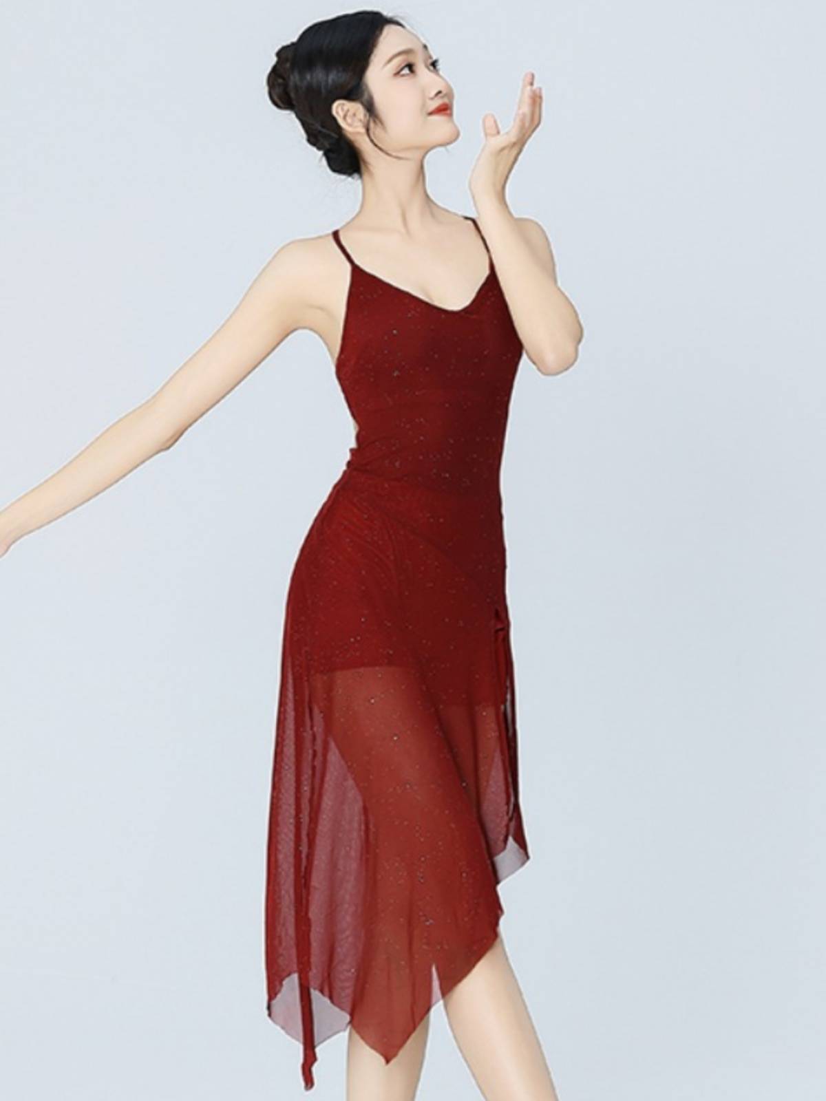 Sexy Jazz Dance Female Female 2024 New Net Gong Latin Practice Series Pure Wind Vedic Dress Dress