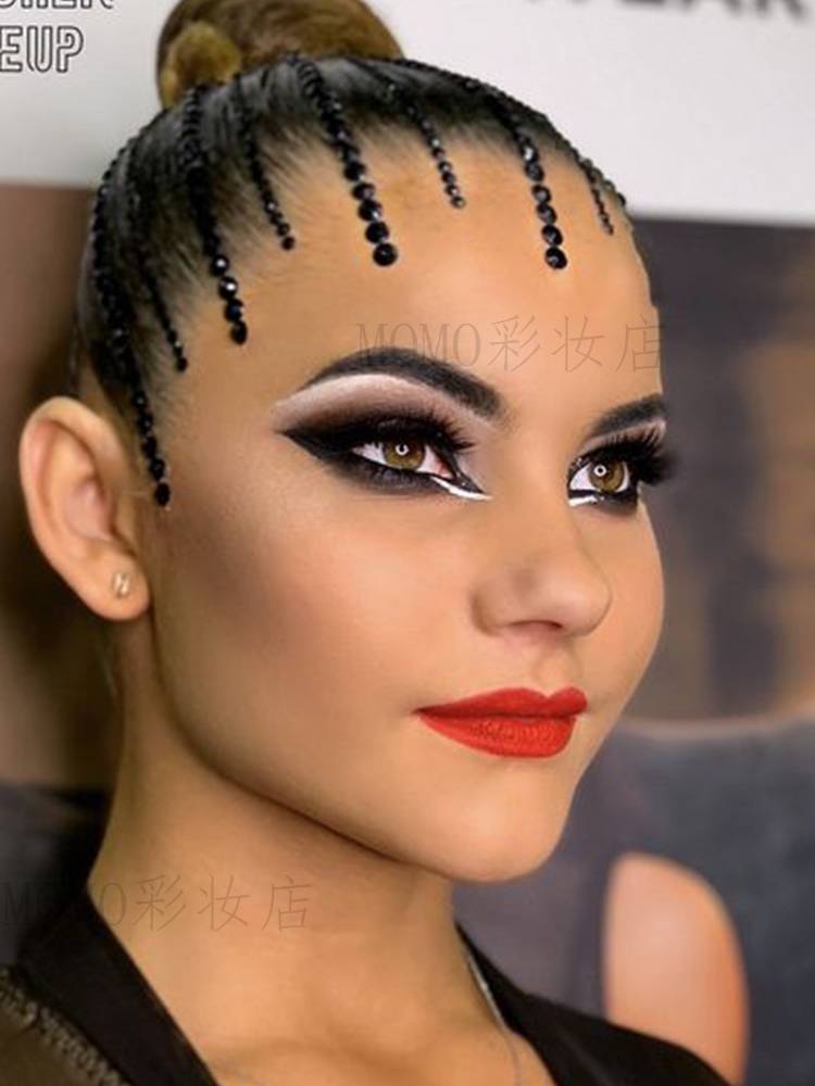 Professional Black Pond Hair Drill Latin Dance Drinking Drilling Country Standard Modern Dance Competition Performing Self -stick Diamond Pattipure Hair Towers