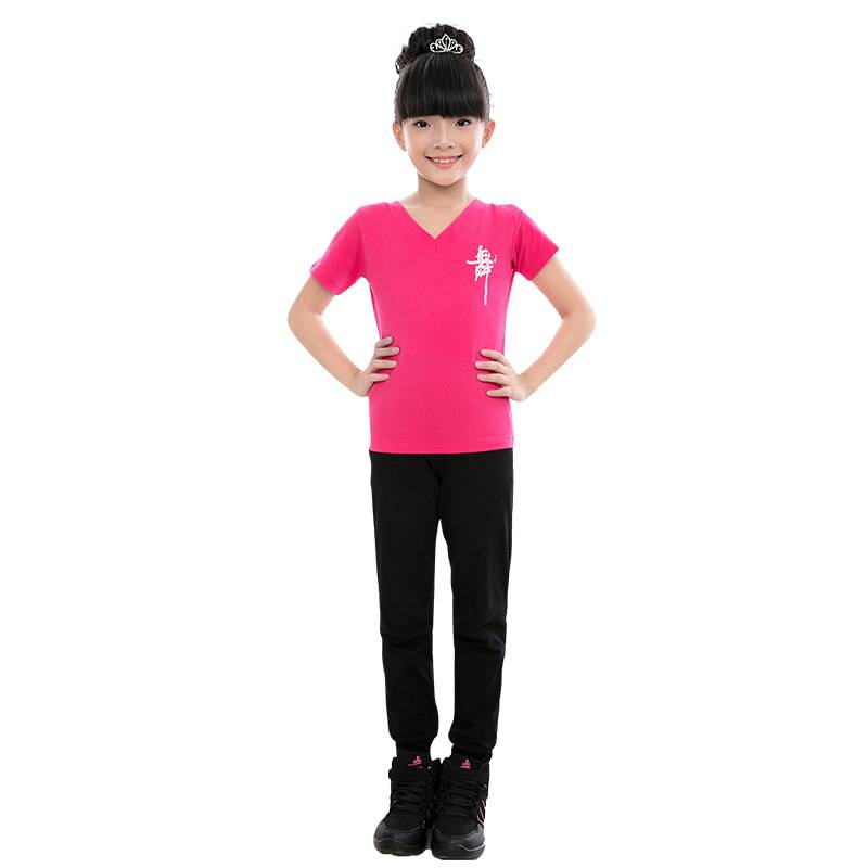 Girls' dance service children's practice service spring and autumn long -sleeved men and women Latin dance service children's Chinese dance clothing pure cotton suit