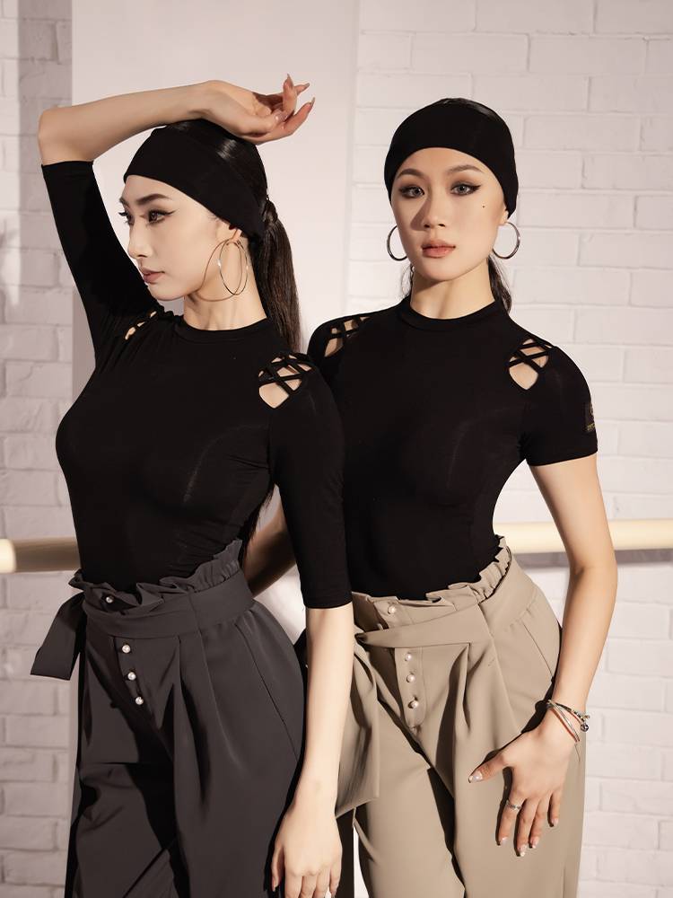 dancebaby Latin Modern Dance Dance Female 2024 Spring and Autumn New Long -sleeved Practice Series 861