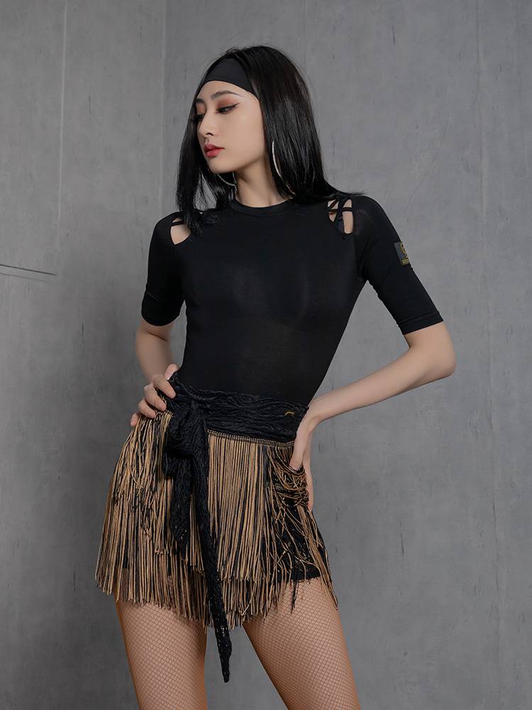 dancebaby Latin Modern Dance Dance Female 2024 Spring and Autumn New Long -sleeved Practice Series 861