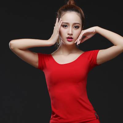 Spring and summer new adult female Latin dance long and short -sleeved square dance jackets, plackets, modern children's practice clothes