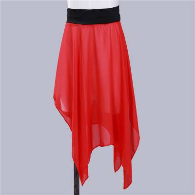 The new Latin dance adult women irregularly chiffon net gauze apron, Latin training dance short skirt loose waist