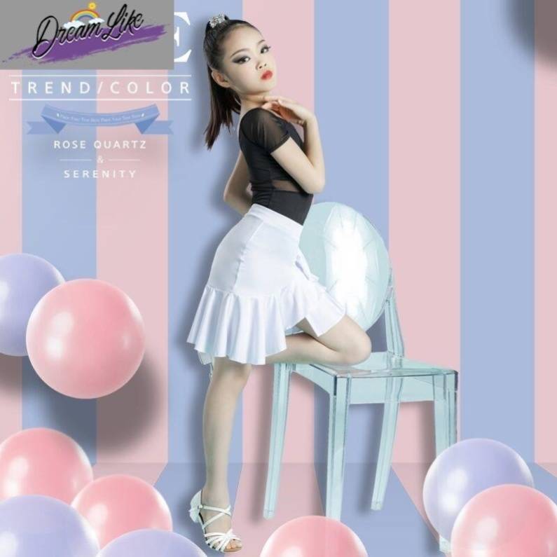 Children's Latin Dance 2024 New Girls Summer Practice Skin Skirt Short Sleeping Top Senior Sensory Set