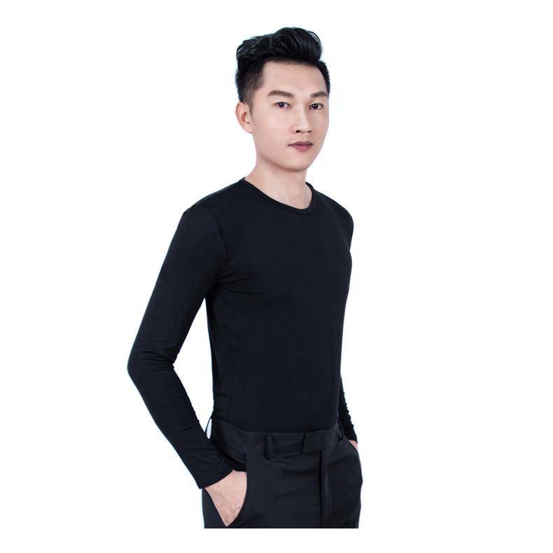 New men's adult Latin dance top long -sleeved dance performance clothing tight body dress dance practice service performance service