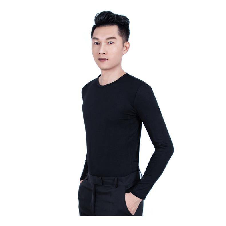 New men's adult Latin dance top long -sleeved dance performance clothing tight body dress dance practice service performance service