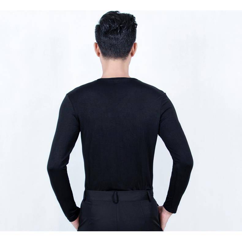 New men's adult Latin dance top long -sleeved dance performance clothing tight body dress dance practice service performance service