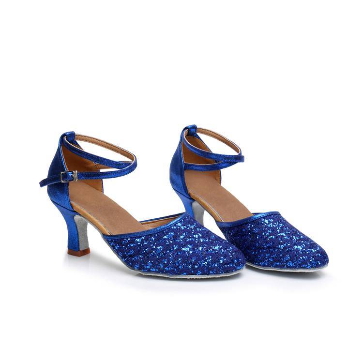 Autumn and Winter Lauding Dance Shoes Ladies adult mid- to high -heeled beginners Soft -bottom Plaza friendship silver dance shoes