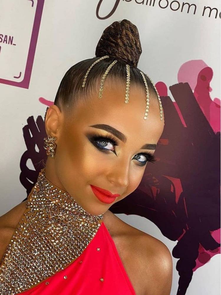 Professional Black Pond Hair Drill Latin Dance Drinking Drilling Country Standard Modern Dance Competition Performing Self -stick Diamond Pattipure Hair Towers