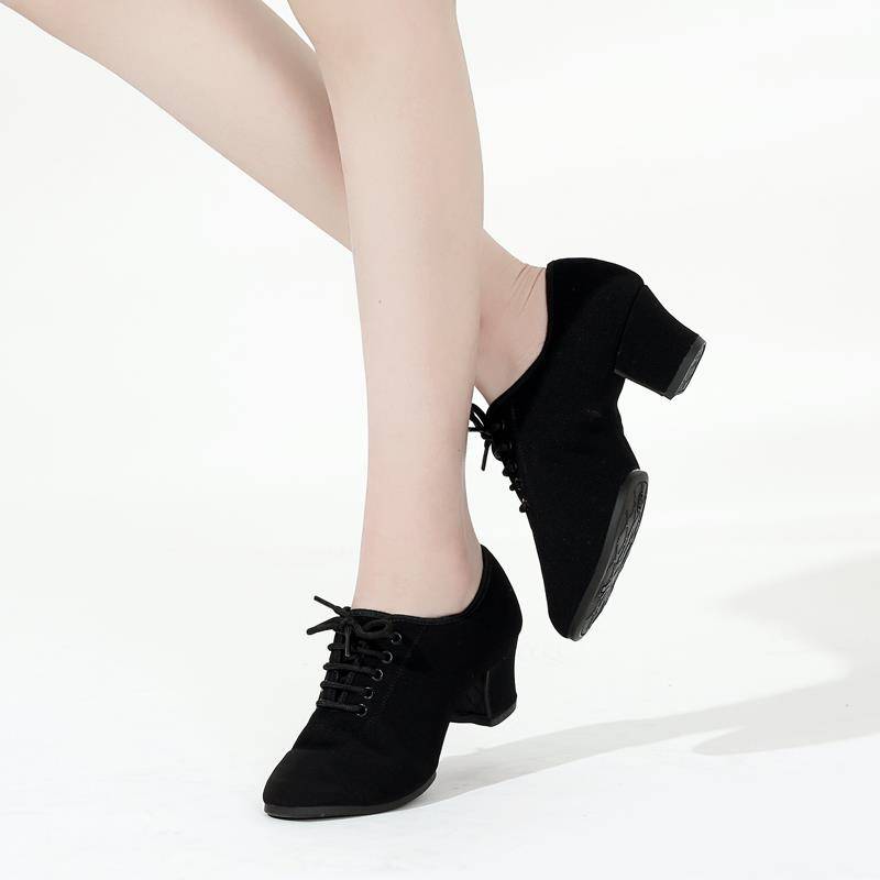 Latin Dance Shoes Adult Lady Middle -Hee Teacher Shoes Soft Sole Shoes Dance Dance Shoes Plaza Dance Dance Shoes