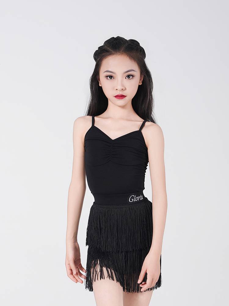 Gulia Latin Dance Girls summer new versatile suspender conjoined jet female young children training skills