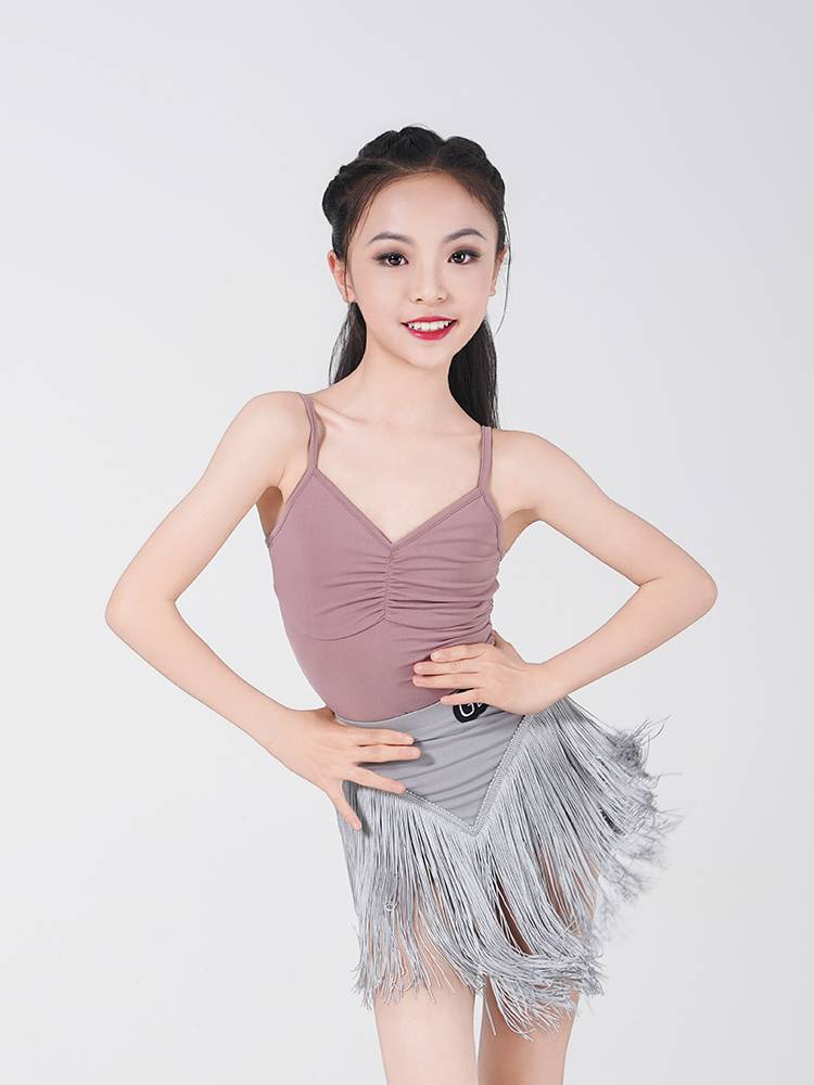 Gulia Latin Dance Girls summer new versatile suspender conjoined jet female young children training skills