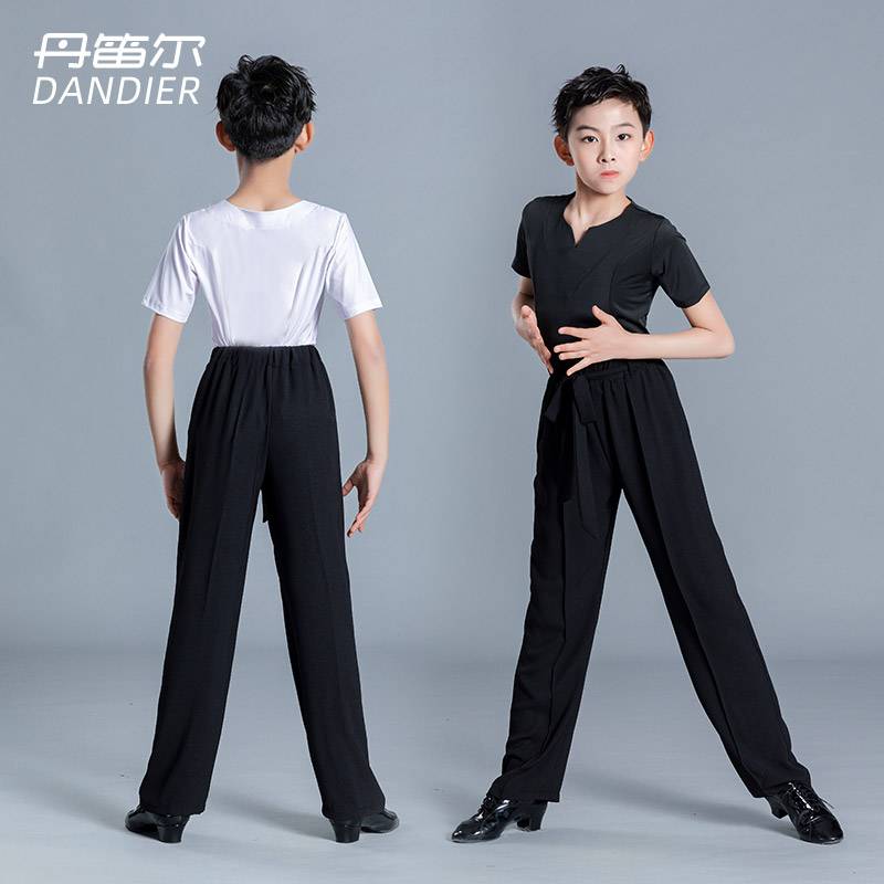 Children's Latin dance service men's summer new short -sleeved exercise service boys perform performance set boys training clothing